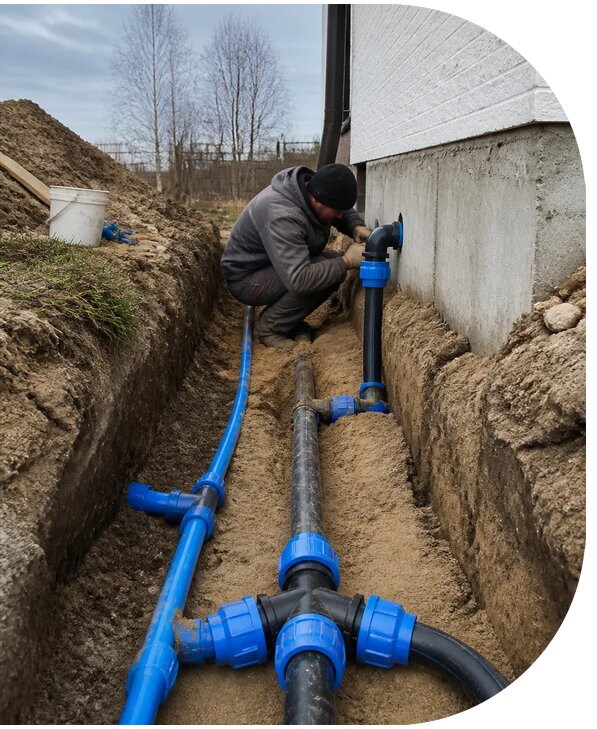 Монтаж наружного водопровода на участке под ключ в Нижневартовске